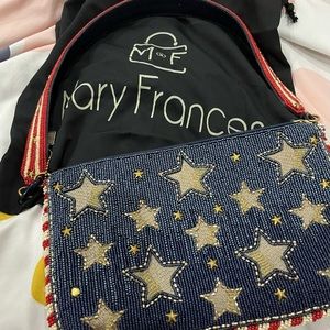 Mary Frances. Eased and Embellished Shoulder Bag with Storage Bag Included